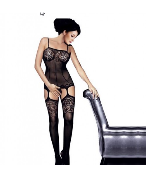 Sexy Lace Black Neck Fishnet Women Body Stocking 